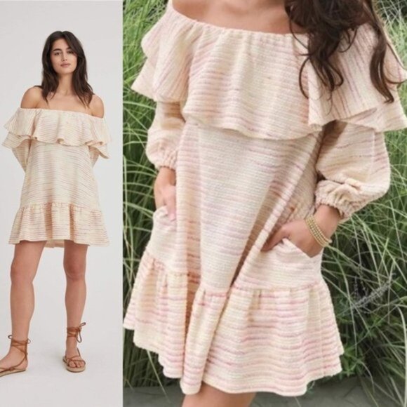 NWT Something Navy Ruffle Tiered‎ Long Sleeve Ruffle Mini Dress Women Size M - Picture 2 of 9